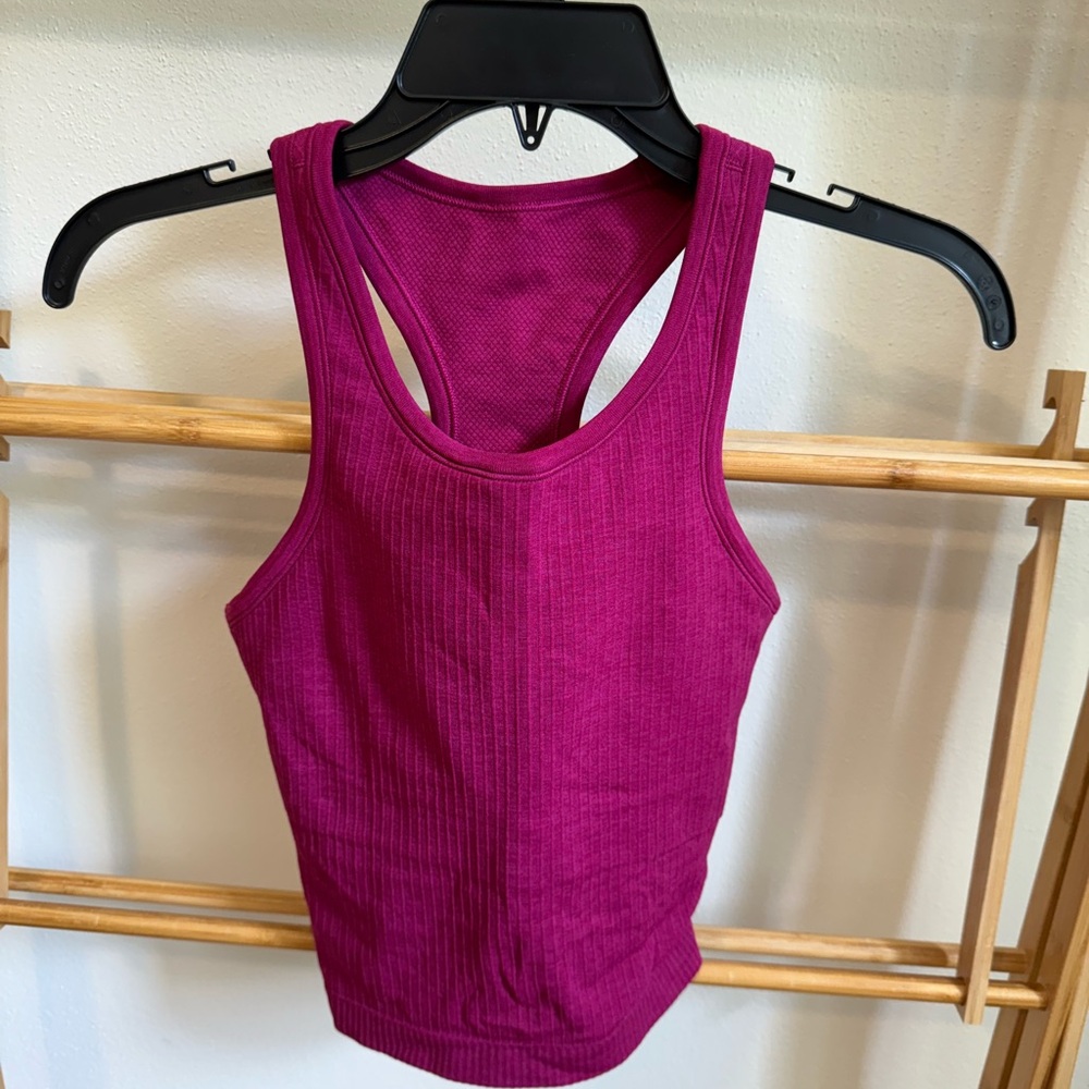 Lululemon ebb to street cropped racerback tank top size 6 magenta purple